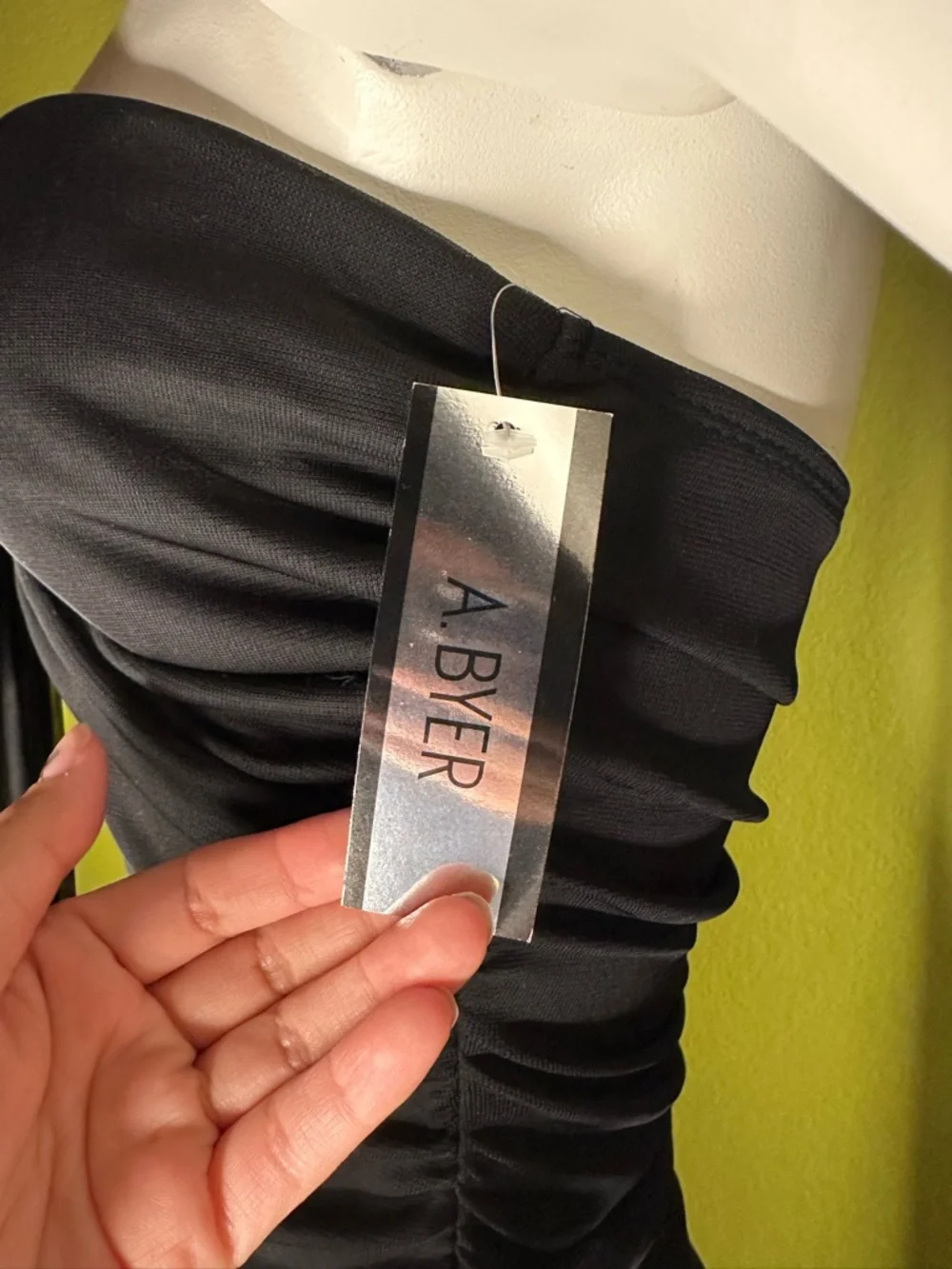 NWT A.Byer Black Strapless Mini Dress with Sparkly Polka Dot Skirt Detailing - Picture 6 of 8